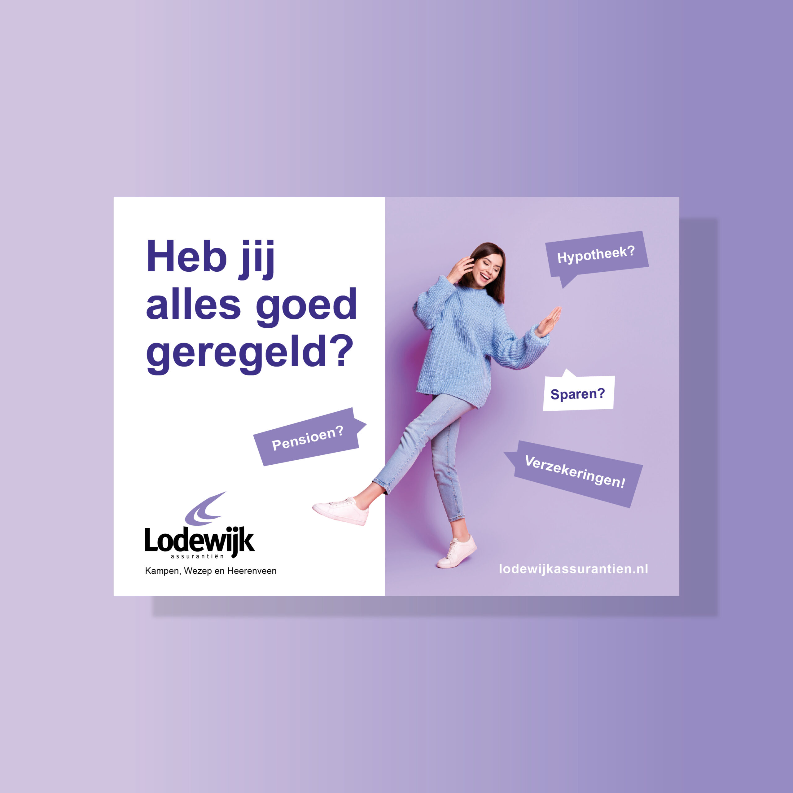 Advertentie ontwerp Burowit Reclamebureau Kampen Advertentie laten maken Lodewijk Assurantien Brand Design