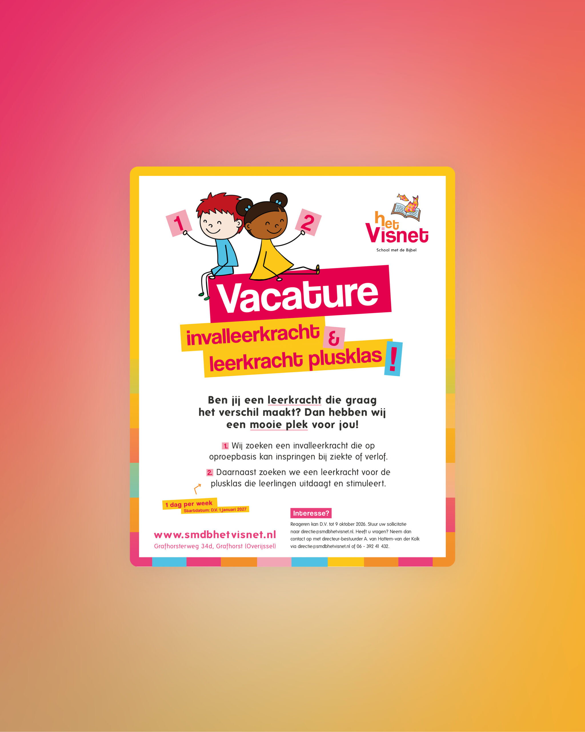 Vacatureontwerp voor Het Visnet in de herkenbare huisstijl